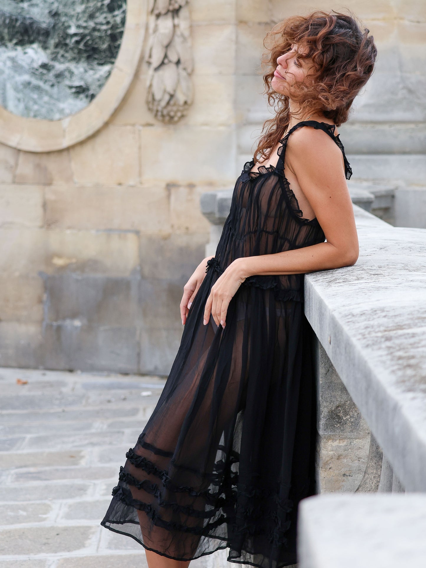 Linen Crinkle Maxi Dress Unlined - l u • c i e e