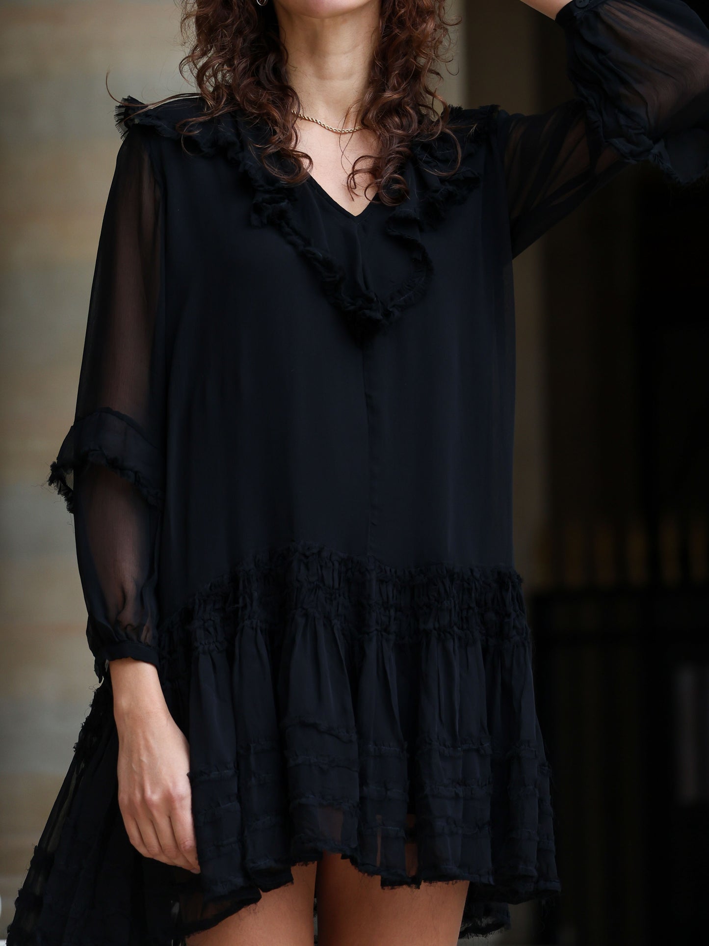 Aurora Ruffle Mini Dress - l u • c i e e