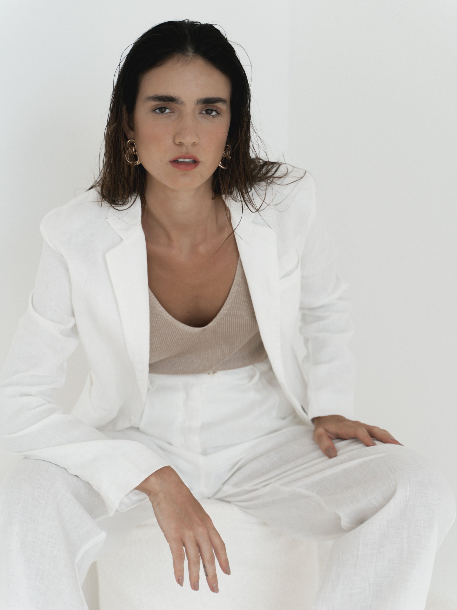 Linen Suit in Natural Brown - l u • c i e e