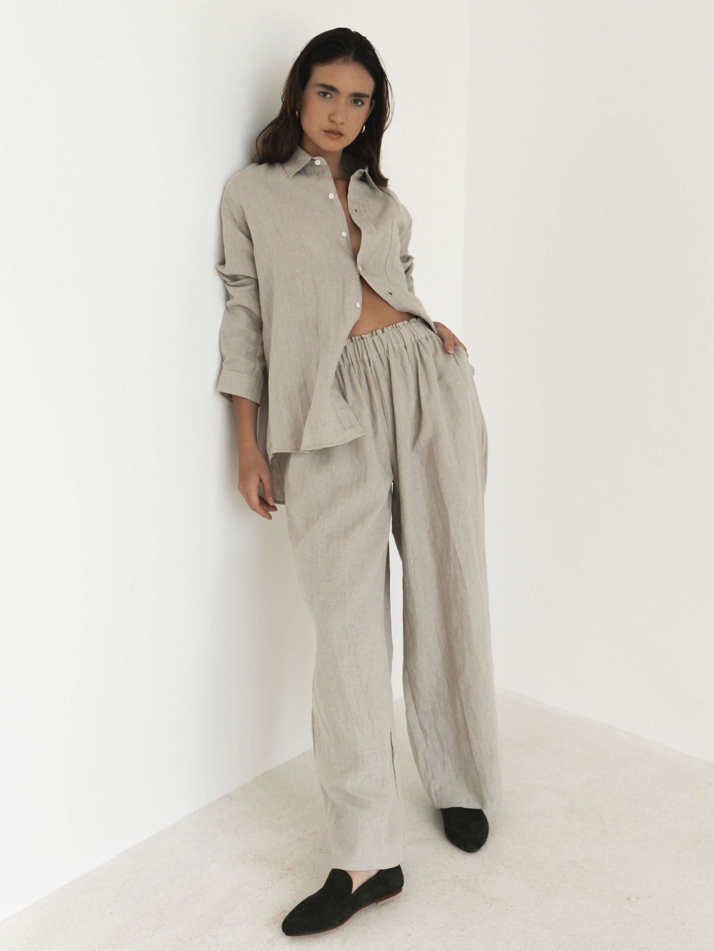 Wide Leg Linen Pants in Blue&Red Stripe - l u • c i e e