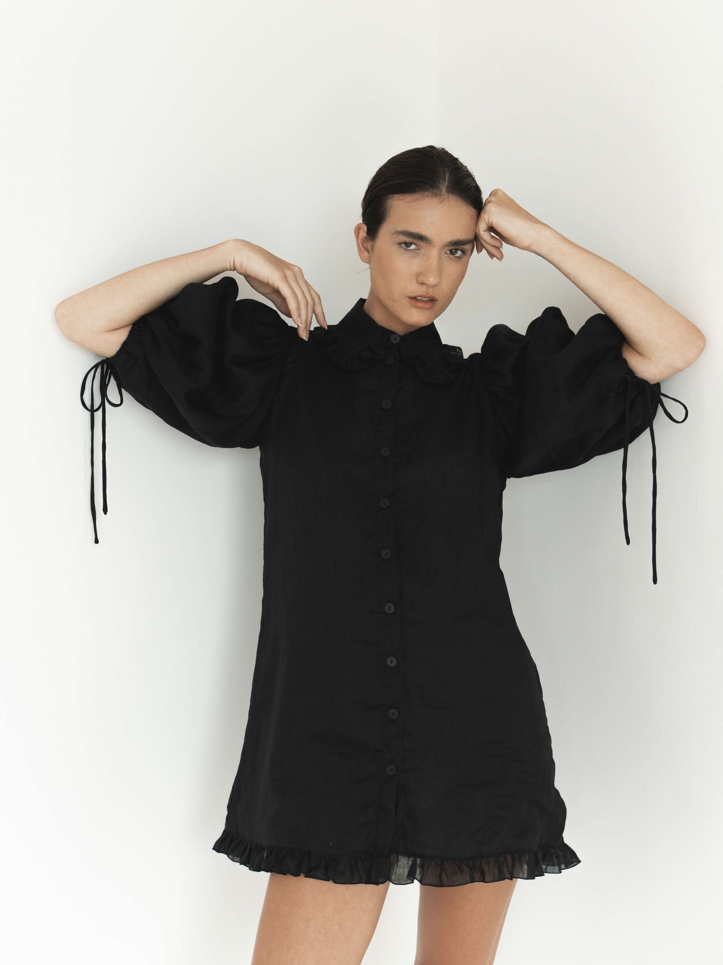 Valerie Ramie Dress in Black - l u • c i e e