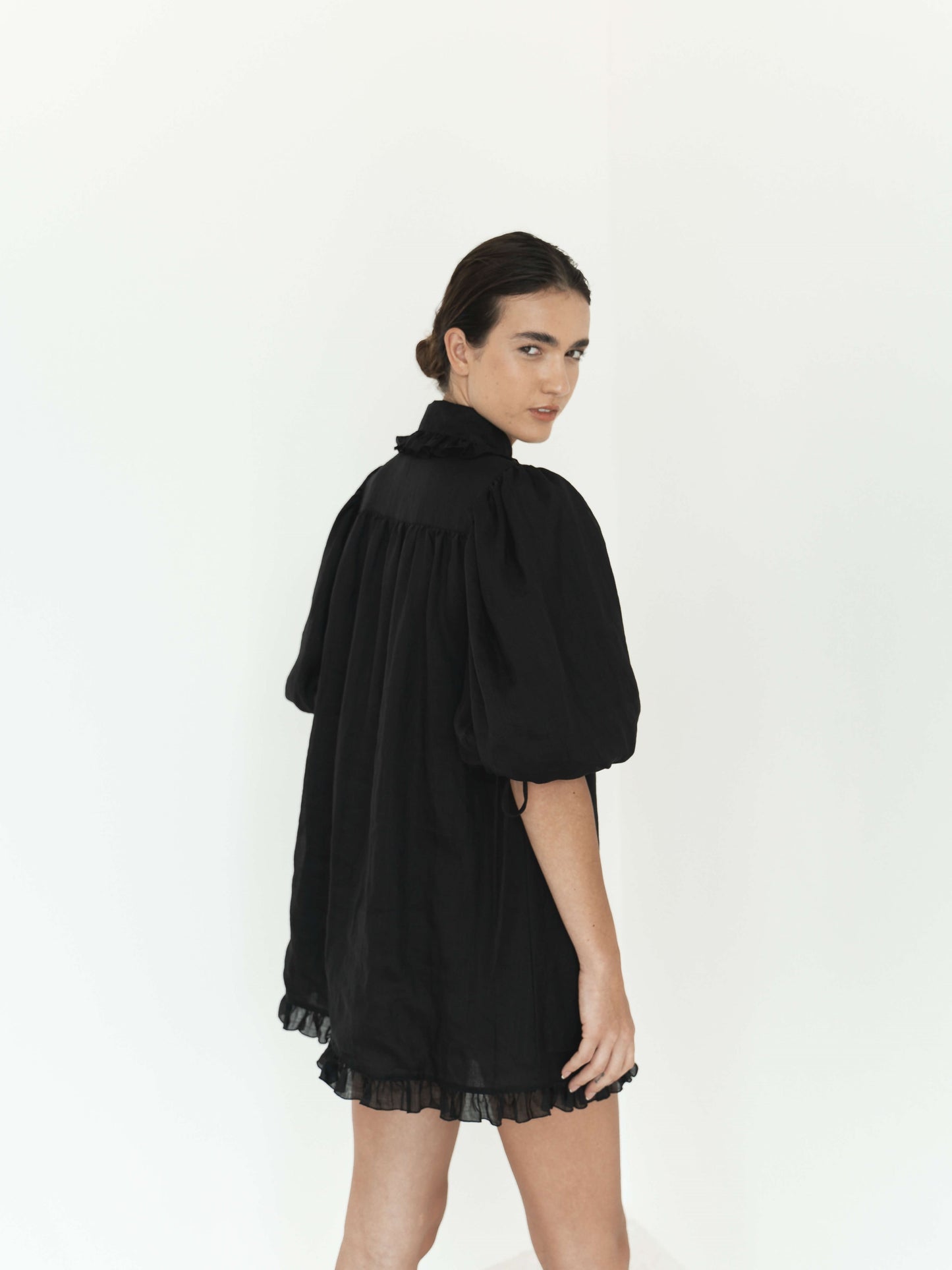 Valerie Ramie Dress in Black - l u • c i e e