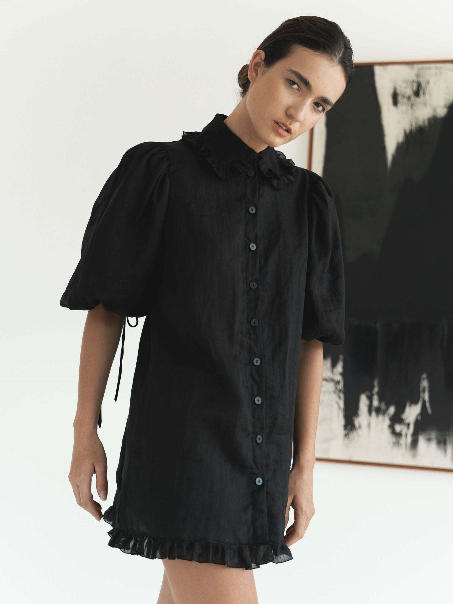 Valerie Ramie Dress in Black - l u • c i e e