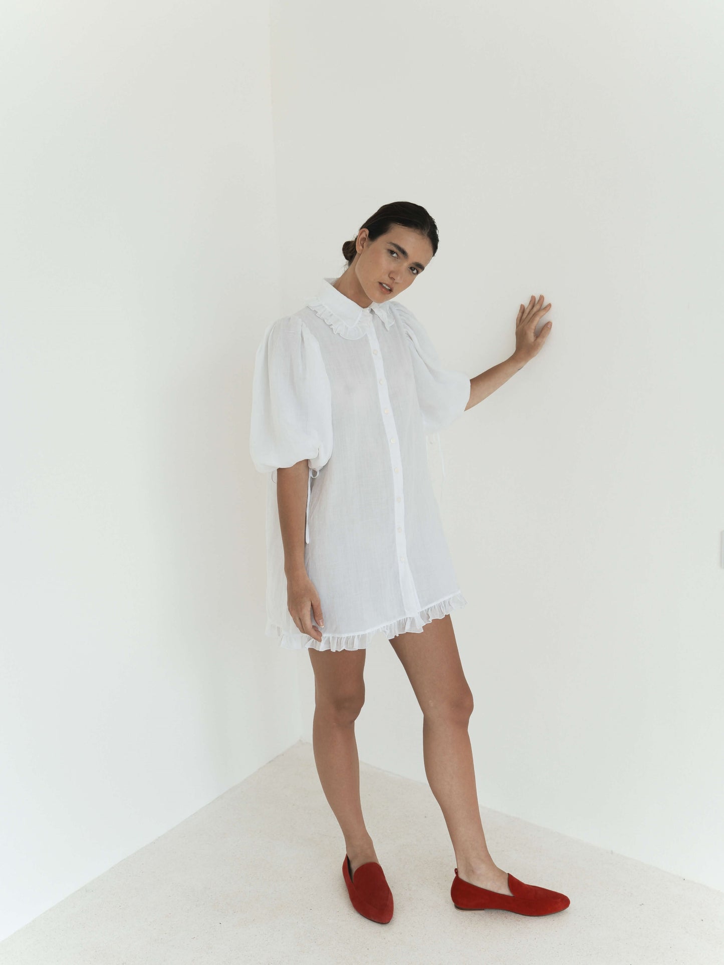 Valerie Ramie Dress in White - l u • c i e e