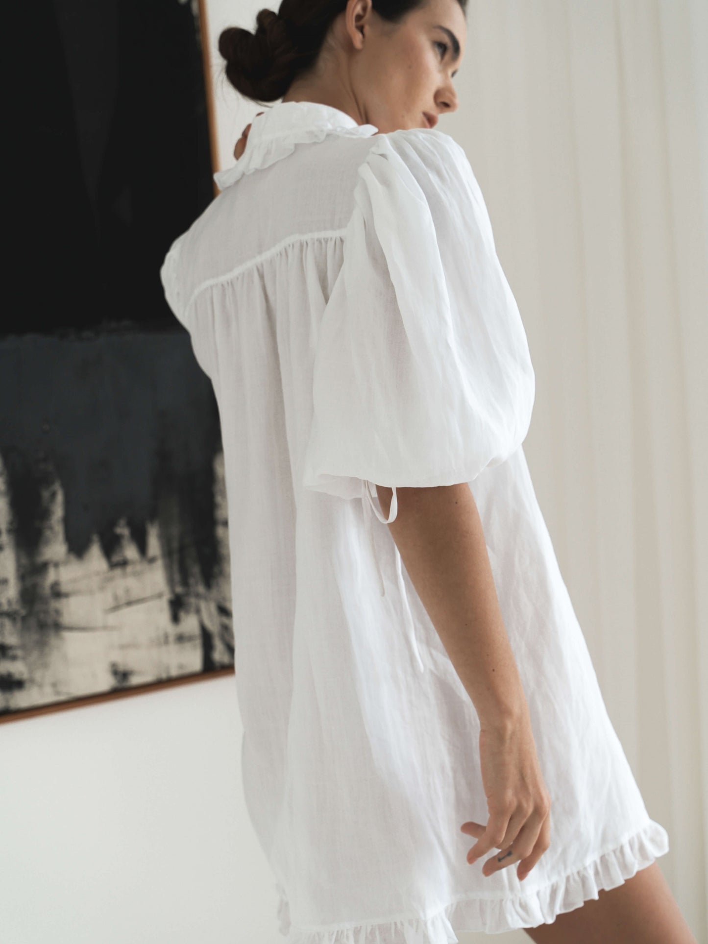 Valerie Ramie Dress in White - l u • c i e e