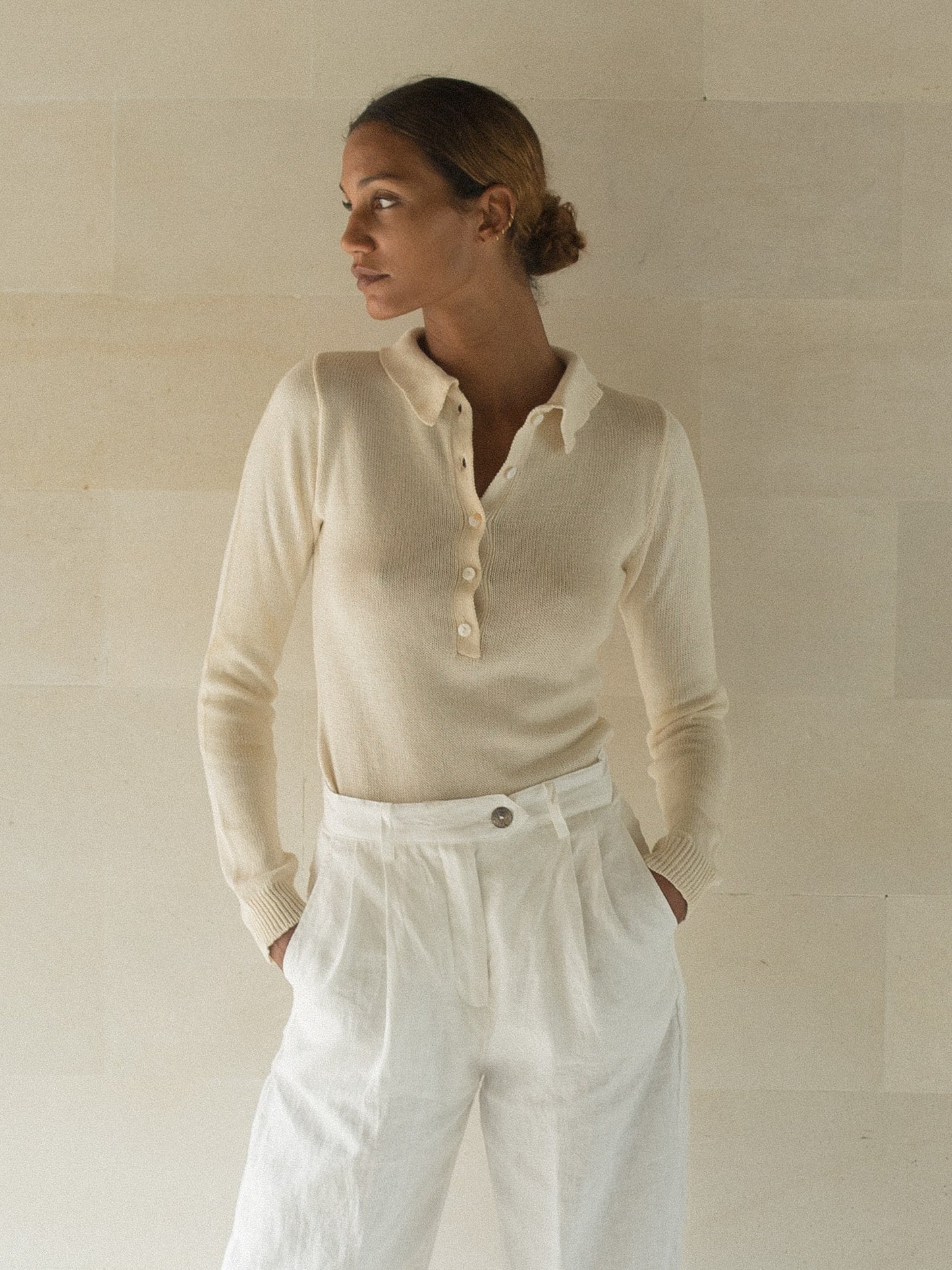 Linen Pleat Pant in Natural Brown - l u • c i e e
