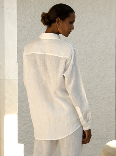 Linen Oversized Men's Shirt in Natural - l u • c i e e