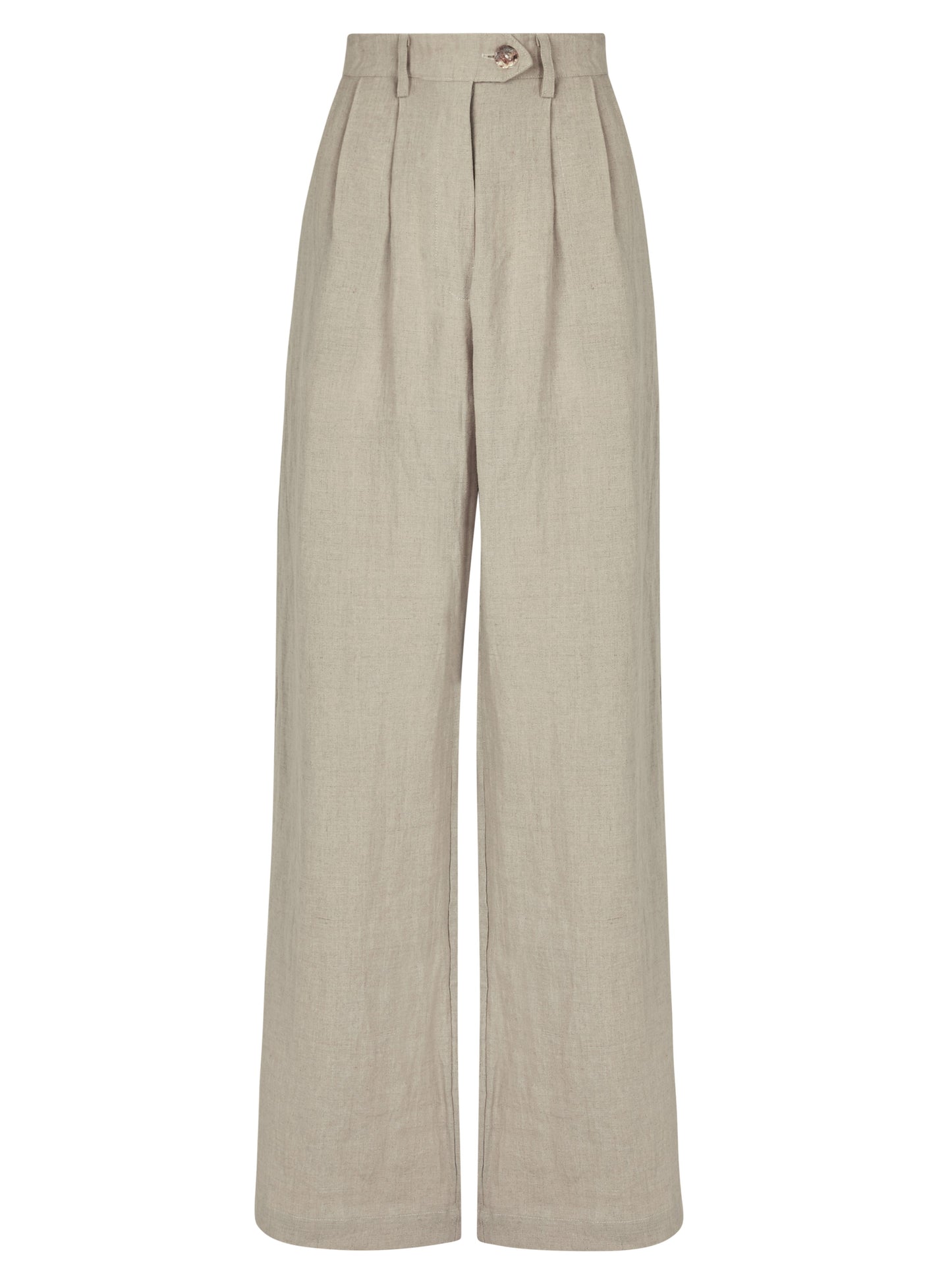 Linen Pleat Pant in Natural Brown - l u • c i e e