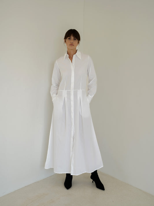 Callista Shirt Dress in White - l u • c i e e