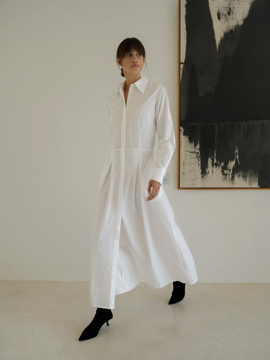 Callista Shirt Dress in White - l u • c i e e