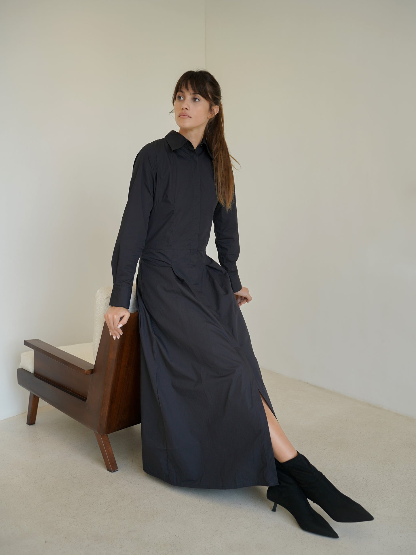 Callista Shirt Dress in Black - l u • c i e e