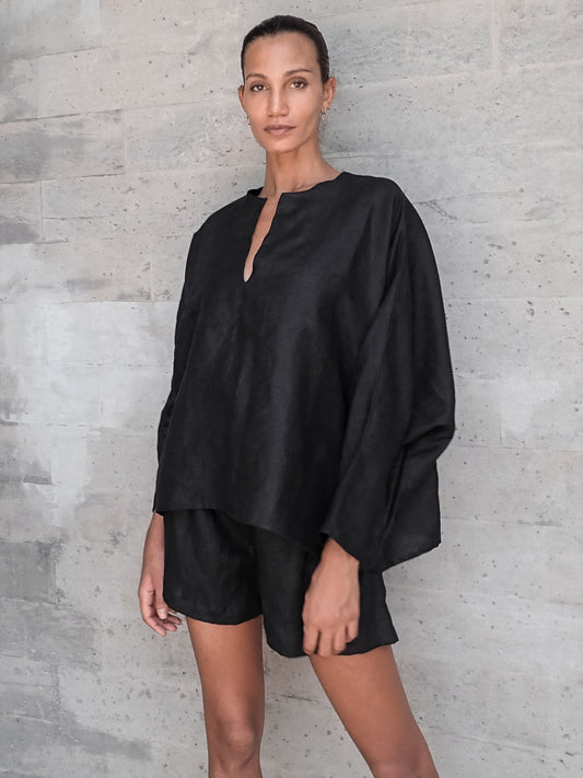 Noir Linen Blouse - l u • c i e e