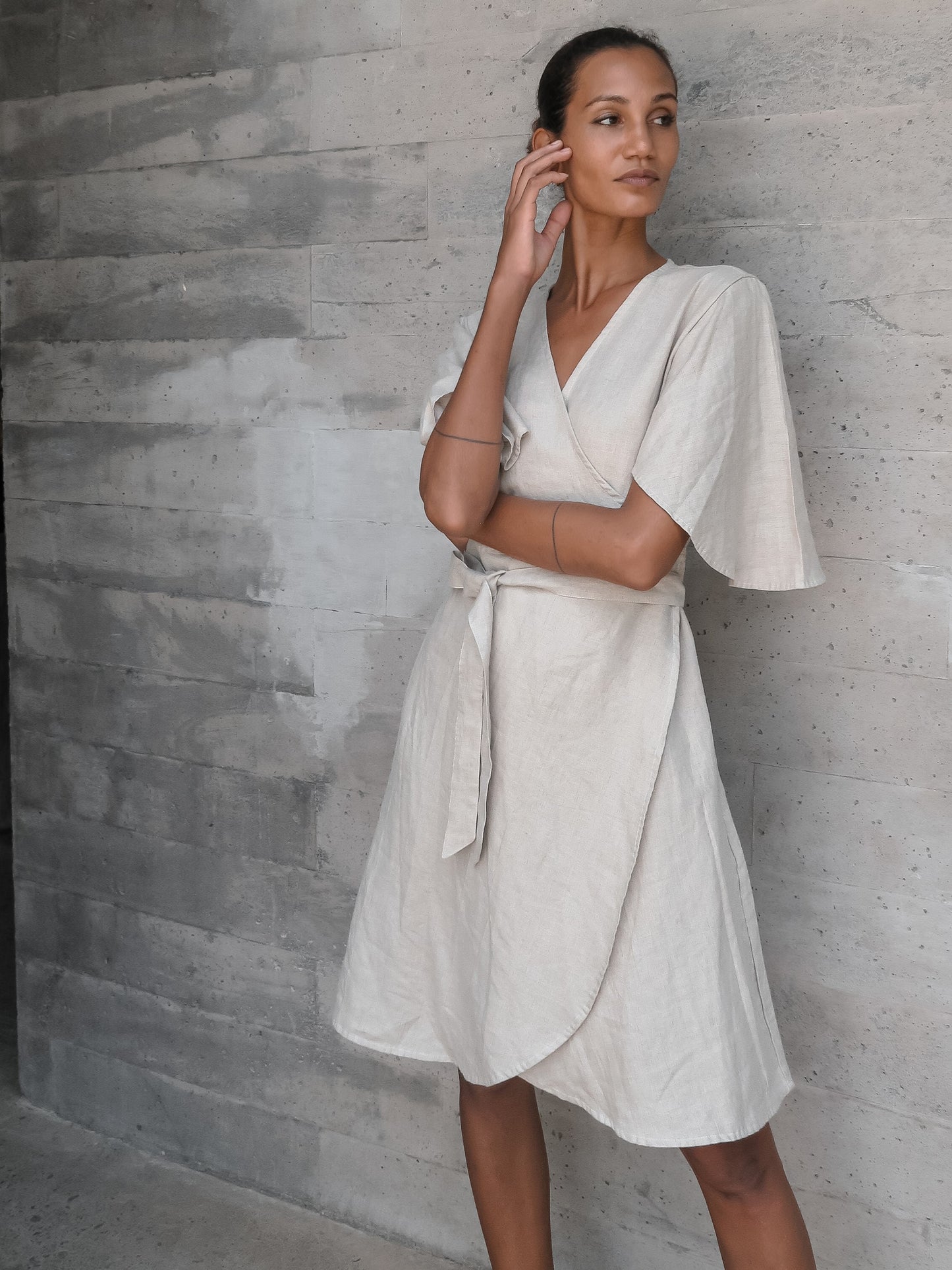 Ayla Linen Dress in Brown - l u • c i e e