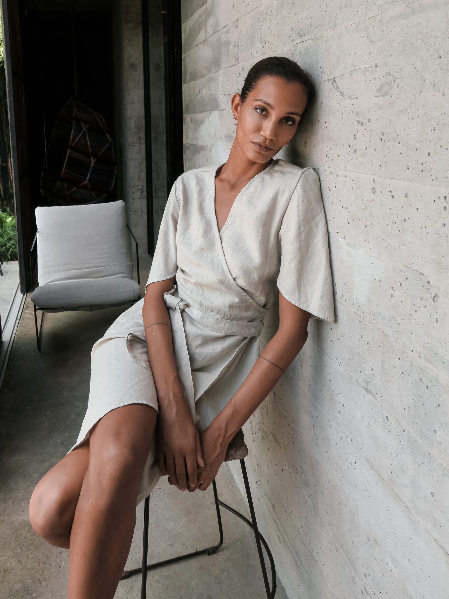 Ayla Linen Dress in Brown - l u • c i e e