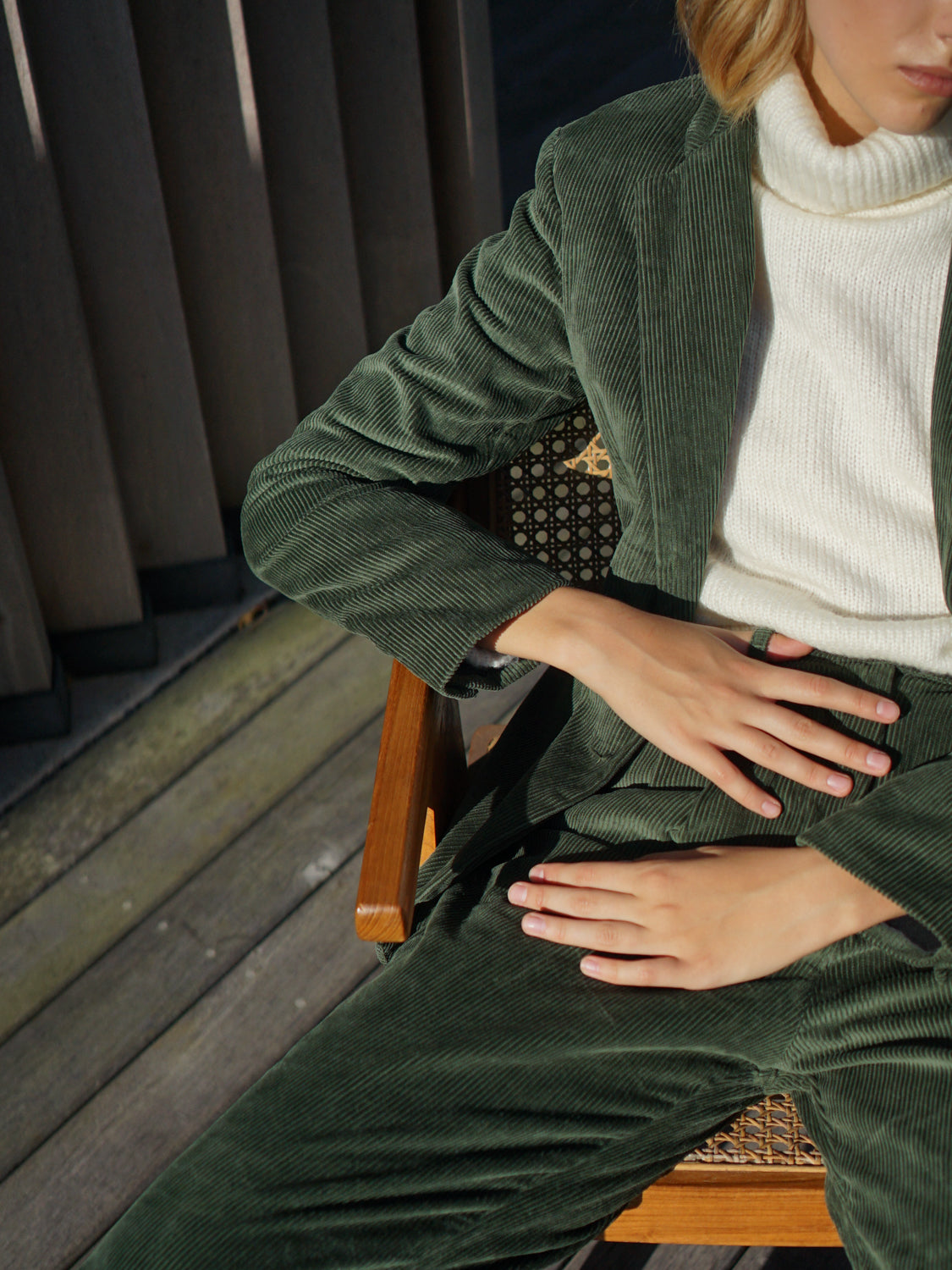 Corduroy Pleat Pant in Hunter Green - l u • c i e e