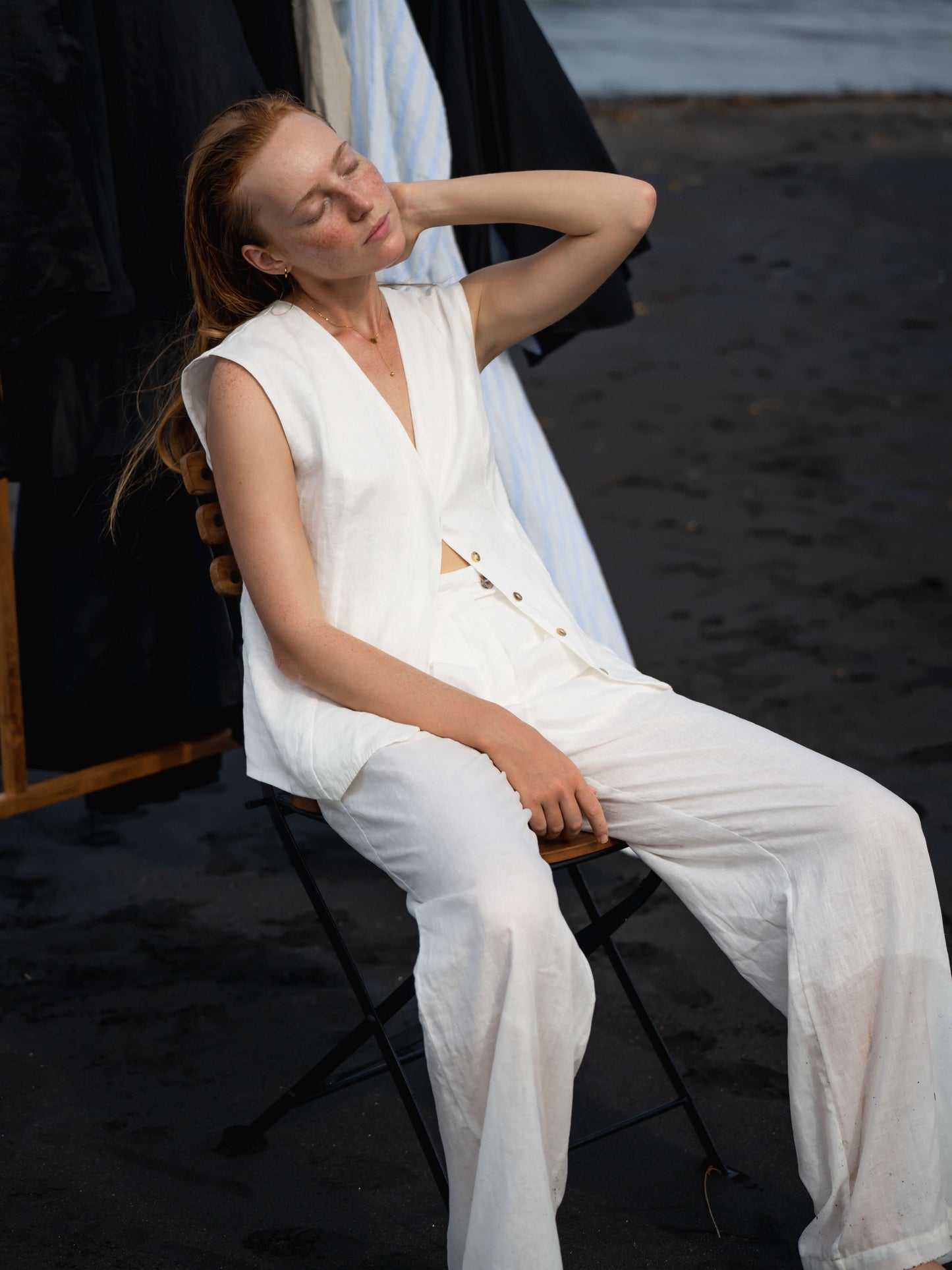 Gesine Linen Vest in Natural - l u • c i e e