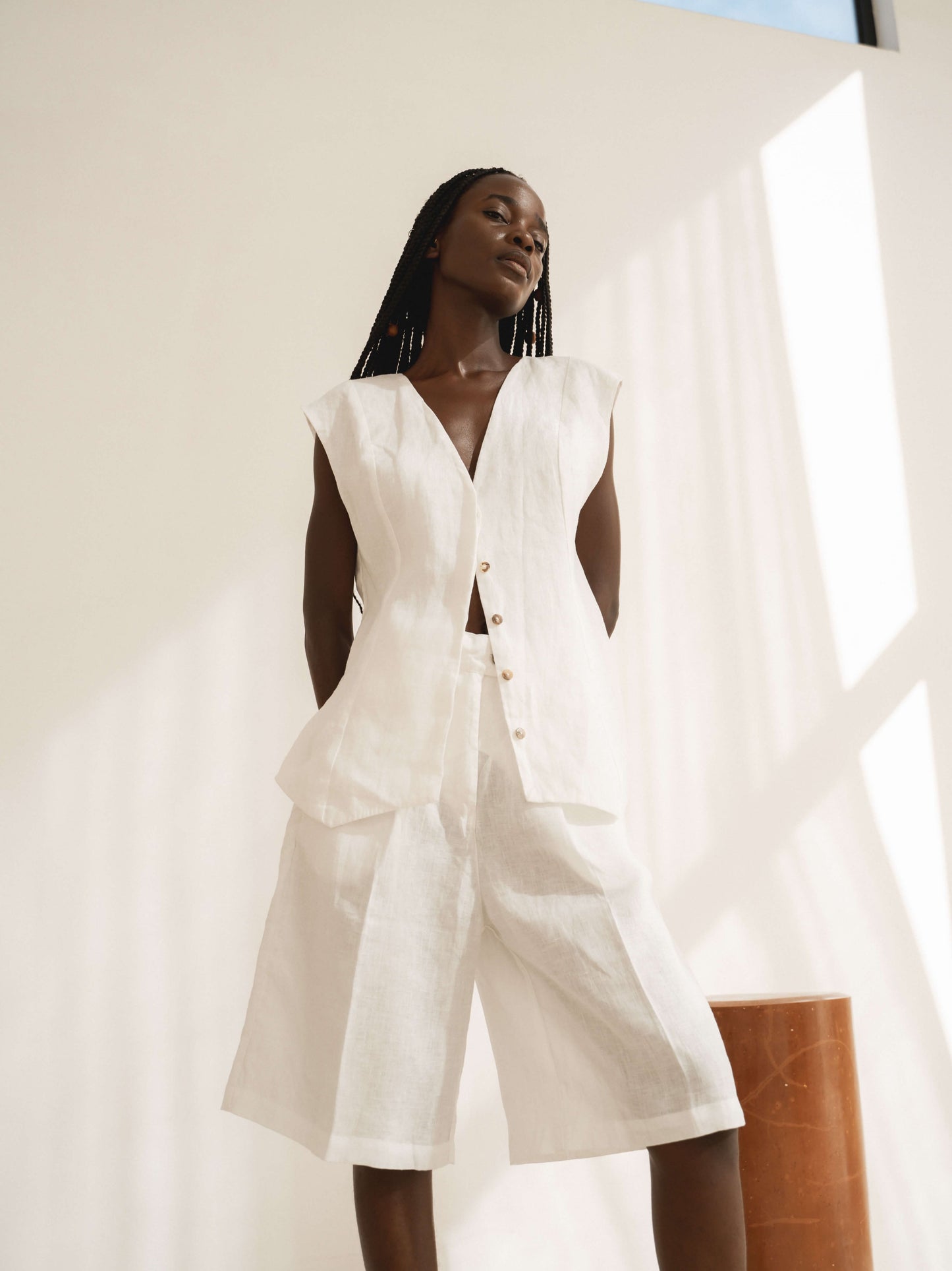 Gesine Linen Vest in Natural - l u • c i e e