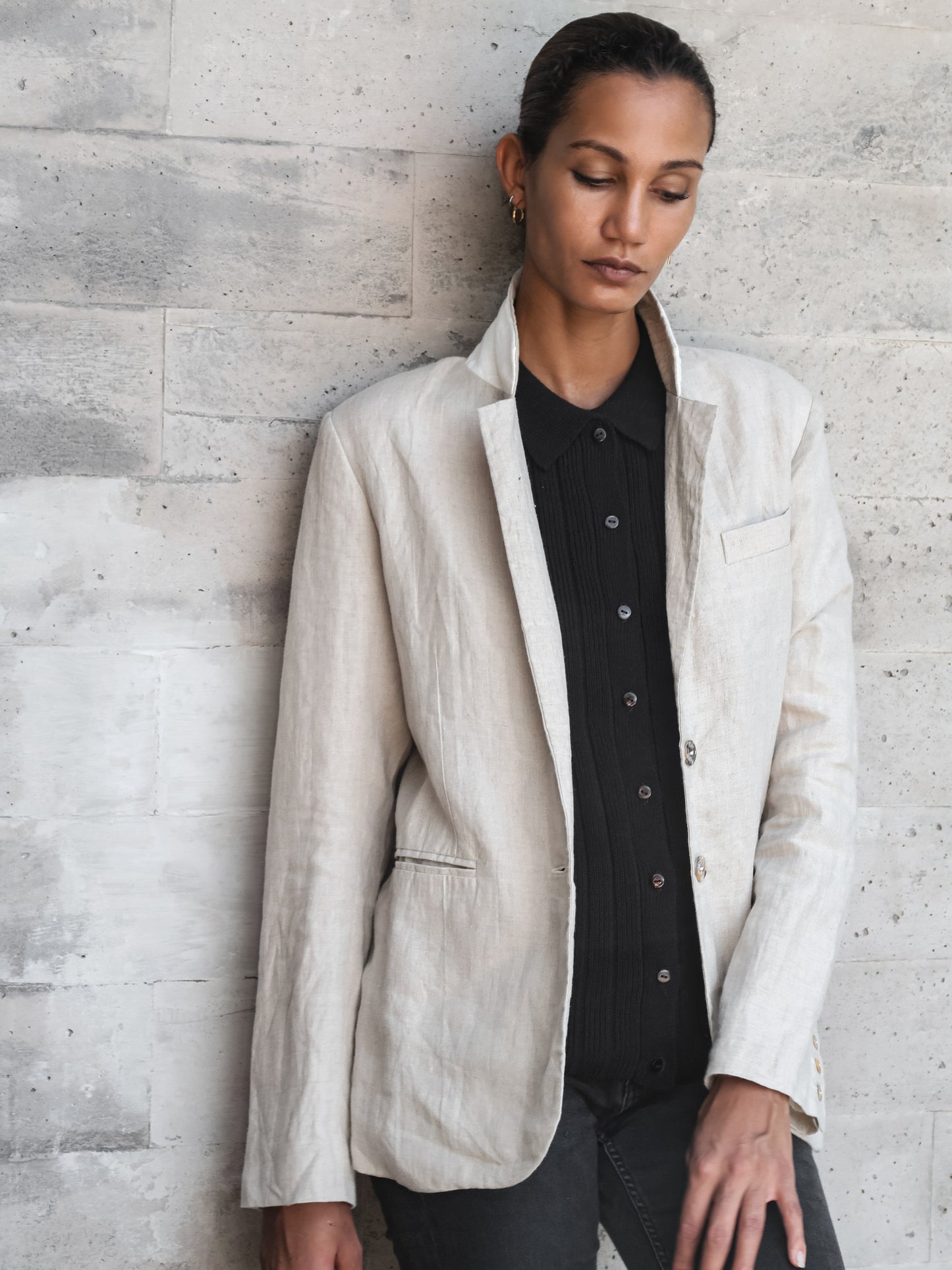 Linen Blazer in Natural - l u • c i e e