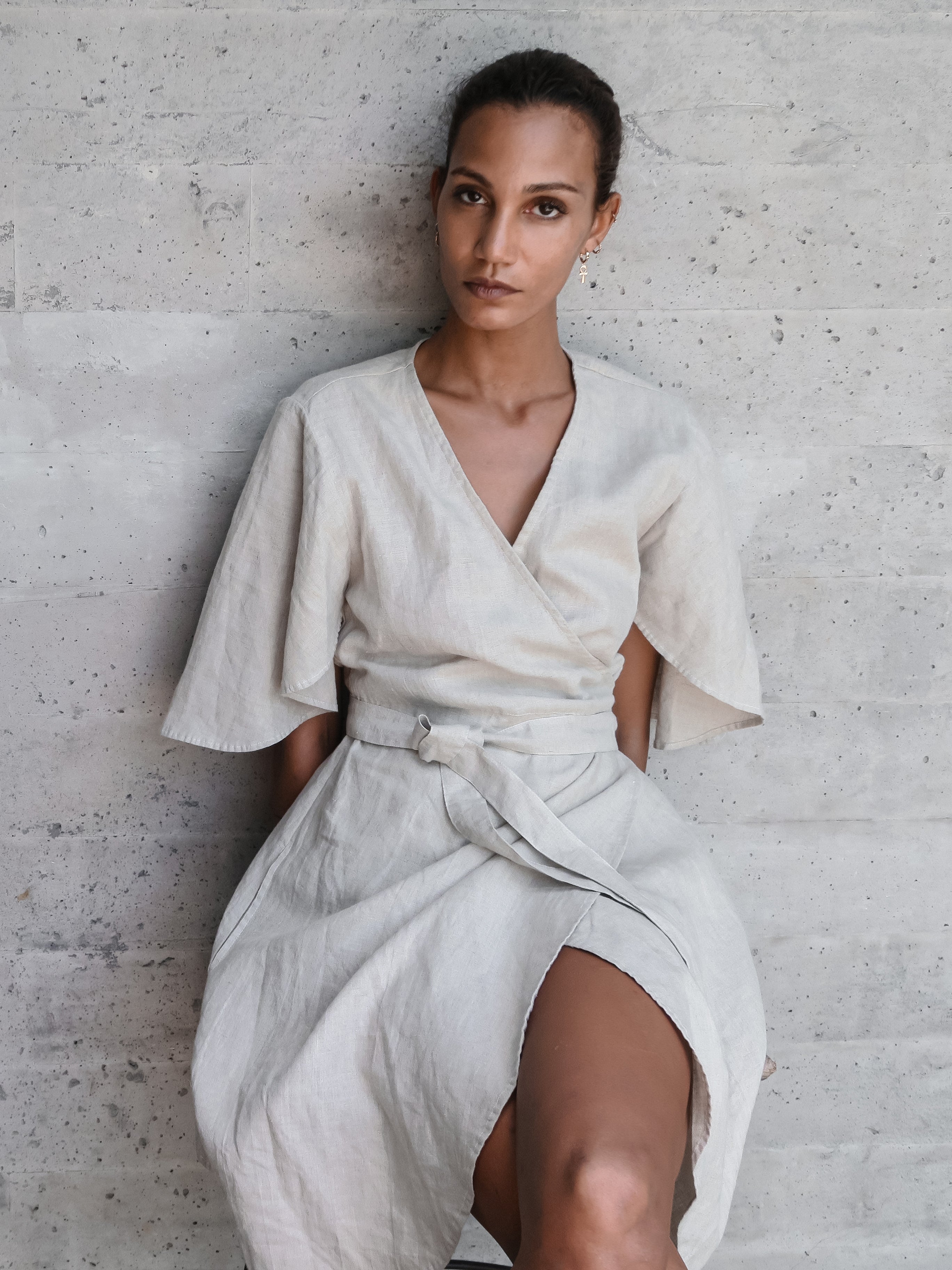 Sustainable Womens Ayla Linen Dress in Brown, M / Brown Sustainable Womens Ayla Linen Dress in Brown, M / Brown