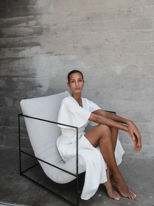 Dhalia Linen Dress in Natural - l u • c i e e