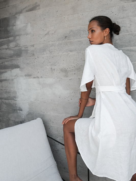 Ayla Linen Dress in Natural - l u • c i e e