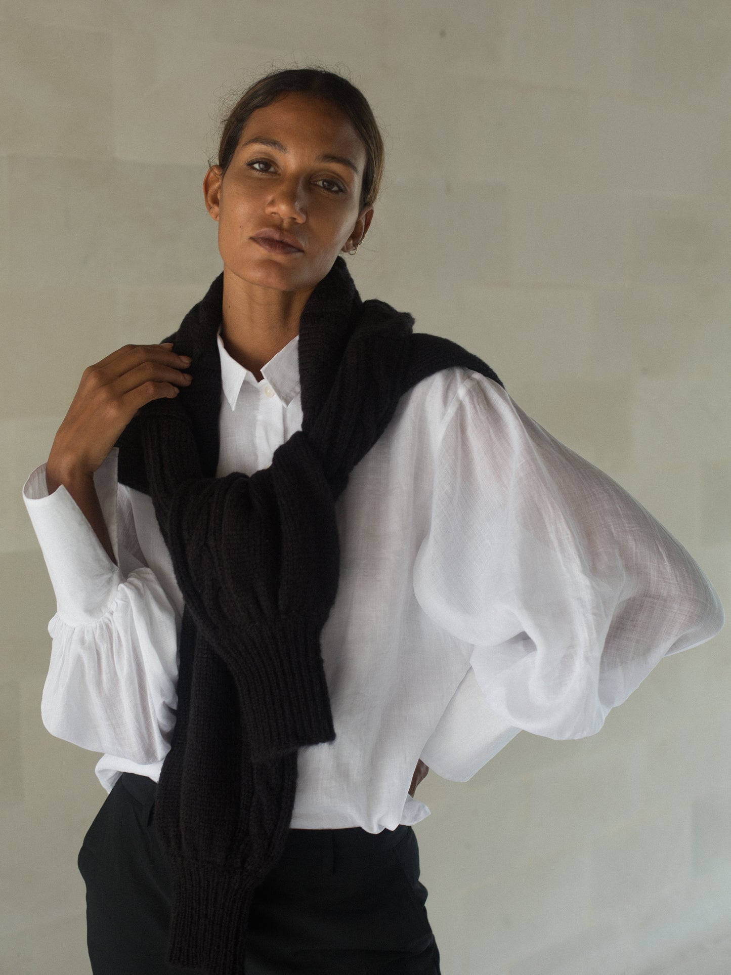 Cecile Cable Sweater in Black - l u • c i e e
