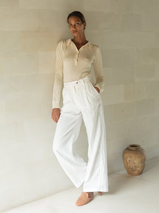 Linen Pleat Pant in Natural - l u • c i e e