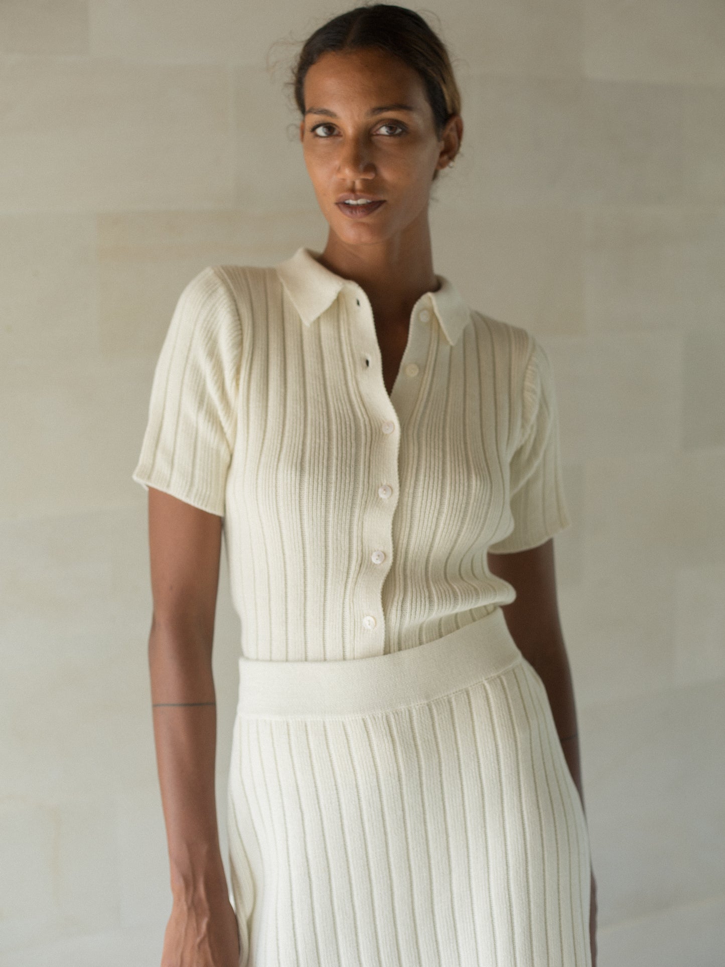 Gael Knit Skirt in Ivory - l u • c i e e