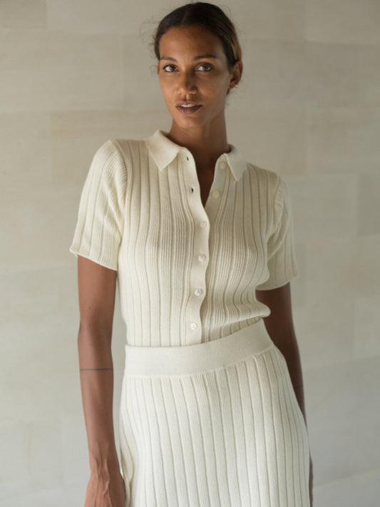 Gael Knit Skirt in Ivory - l u • c i e e