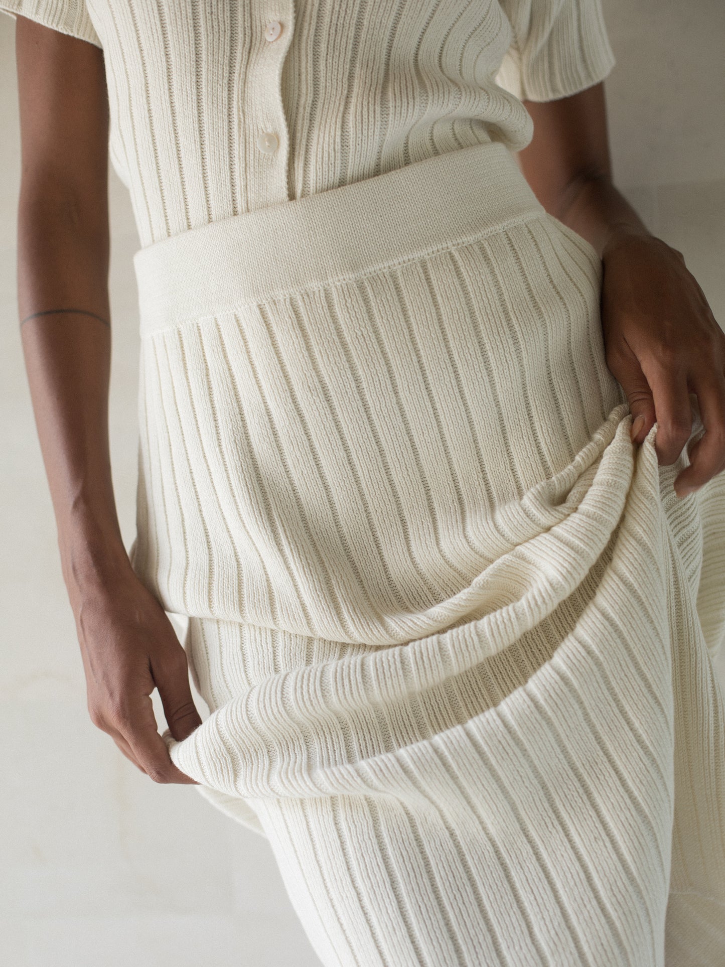 Gael Knit Skirt in Ivory - l u • c i e e
