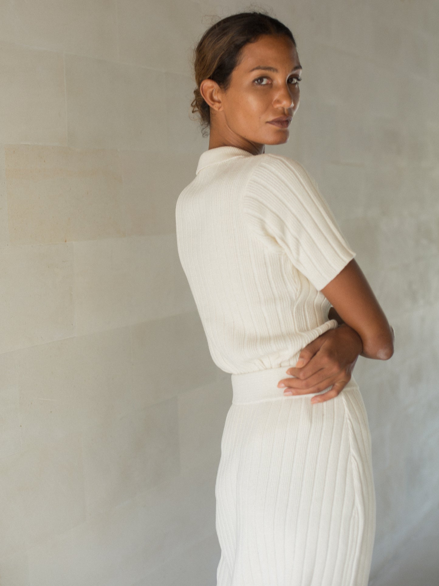 Gael Knit Skirt in Ivory - l u • c i e e