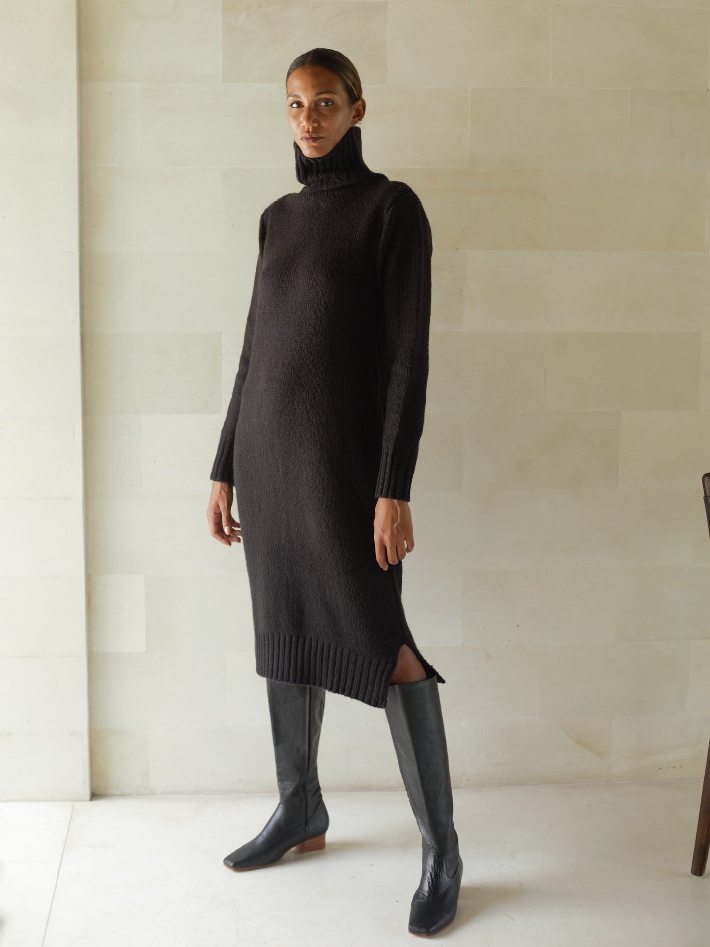Iman Sweater Dress in Black - l u • c i e e