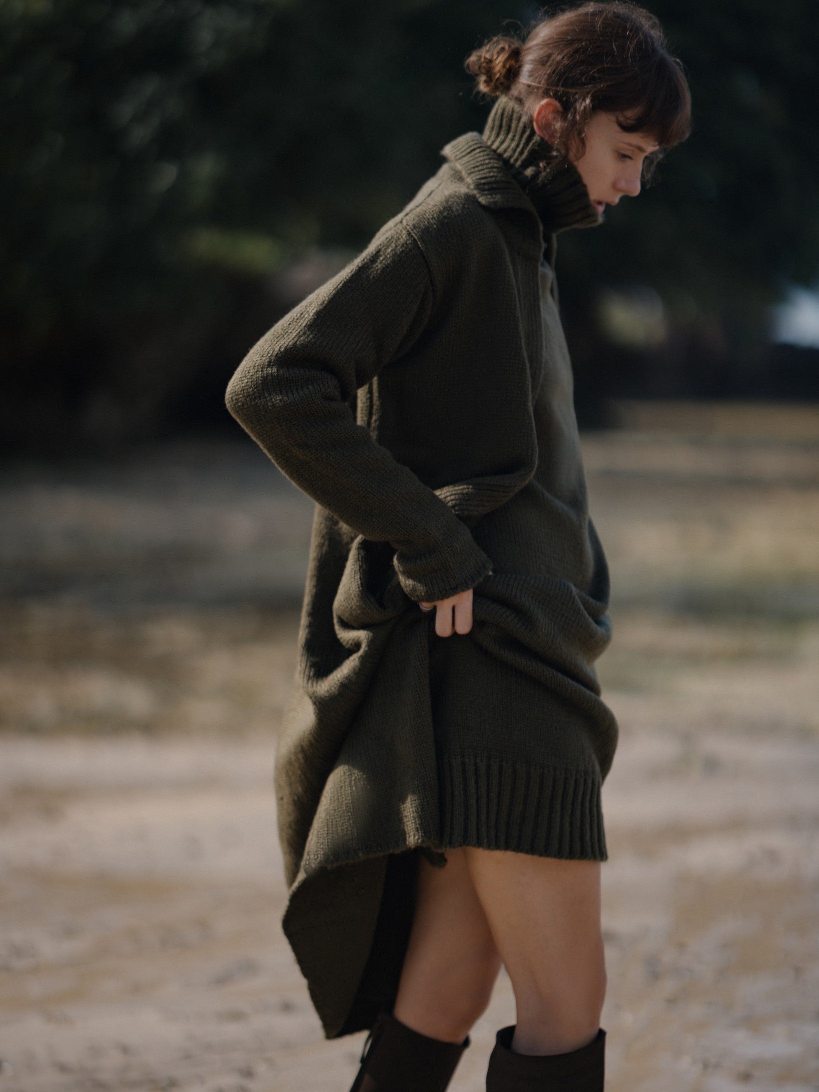 Sustainable Womens Iman Sweater Dress in Army Green, S/M / Army Green Sustainable Womens Iman Sweater Dress in Army Green, S/M / Army Green
