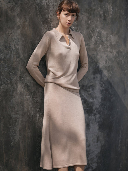 Rayon Knit Skirt in Camel - l u • c i e e