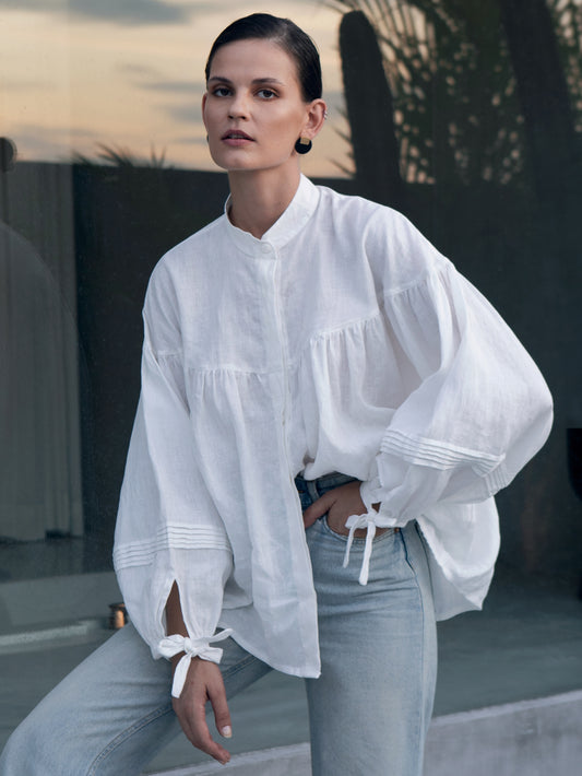 Oversized Linen Blouse in Natural - l u • c i e e