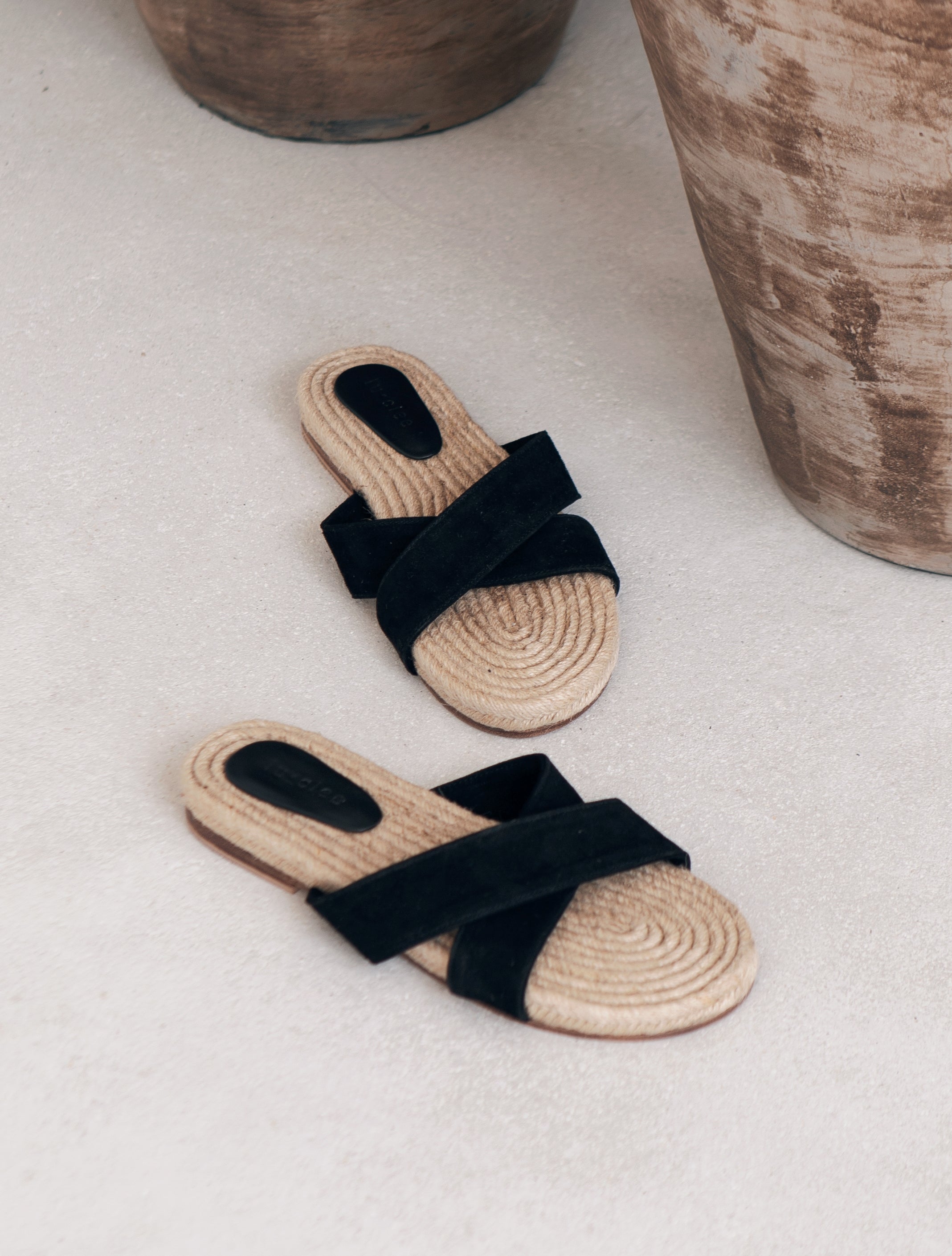 Cross Over Sandal in Black - l u • c i e e