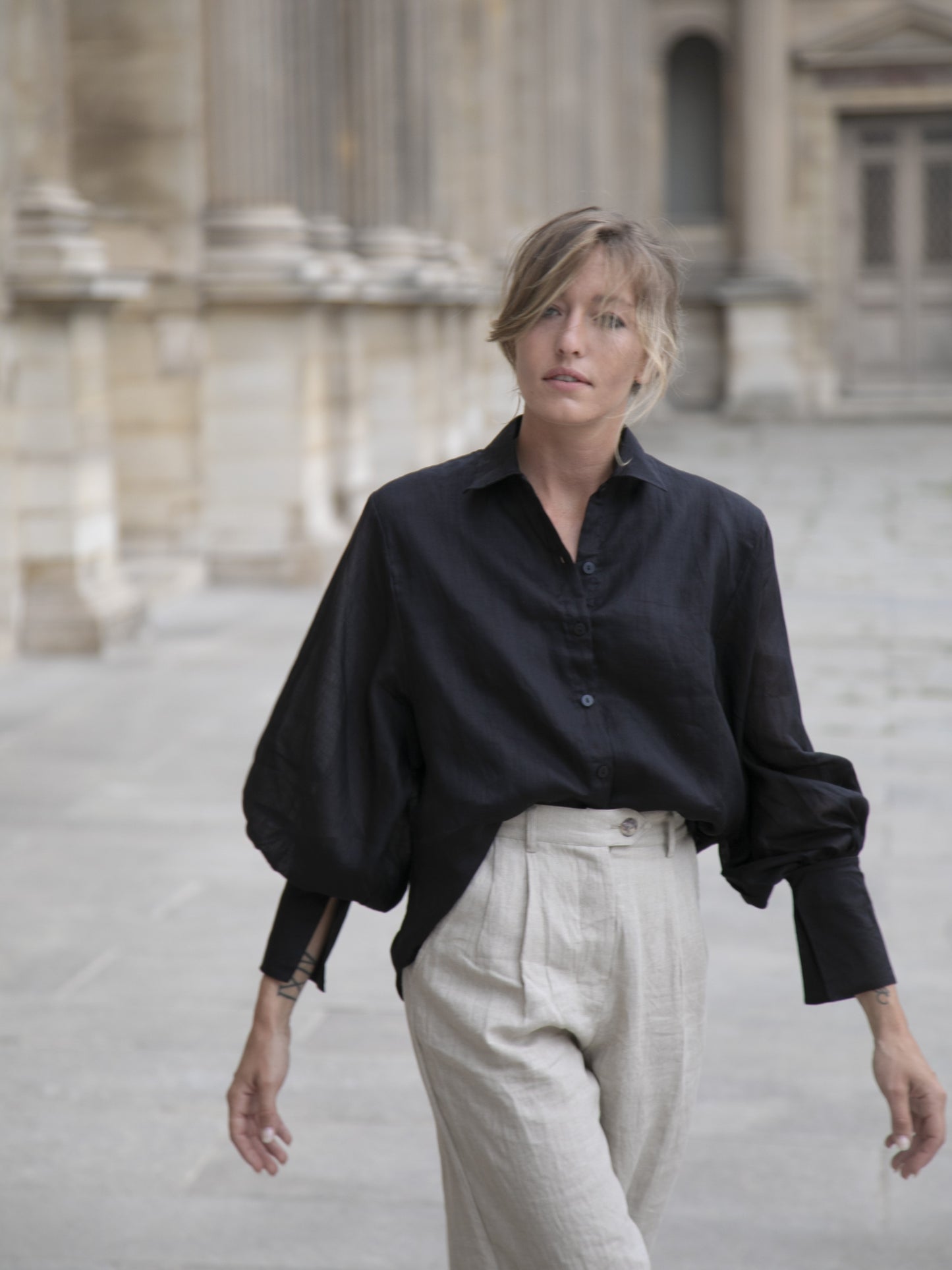 Eloise Ramie Shirt in Black - l u • c i e e