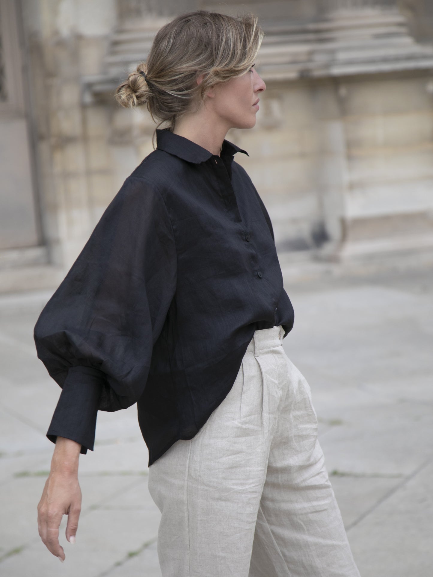 Eloise Ramie Shirt in Black - l u • c i e e