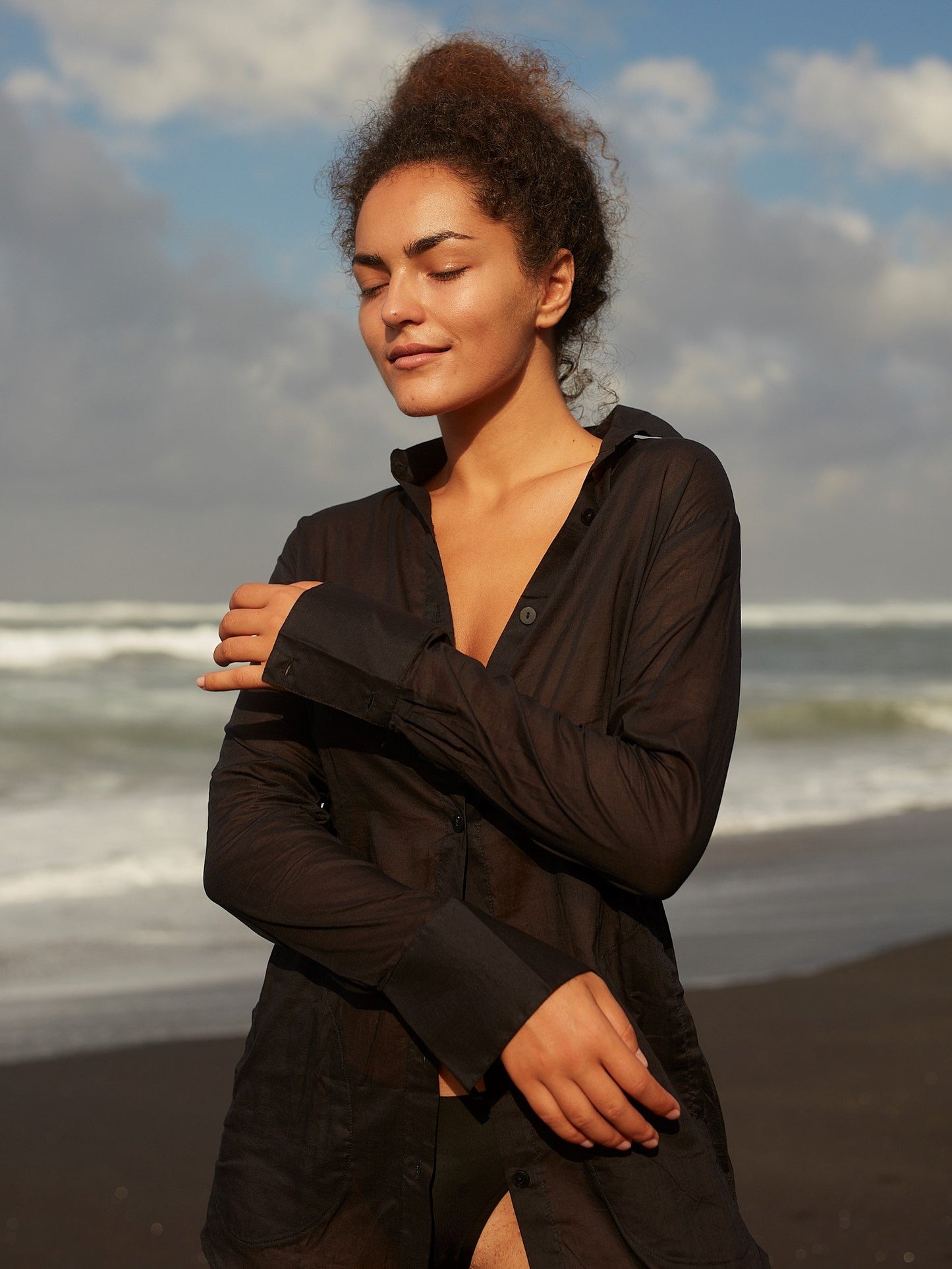 Sheer Shirt in Black - l u • c i e e