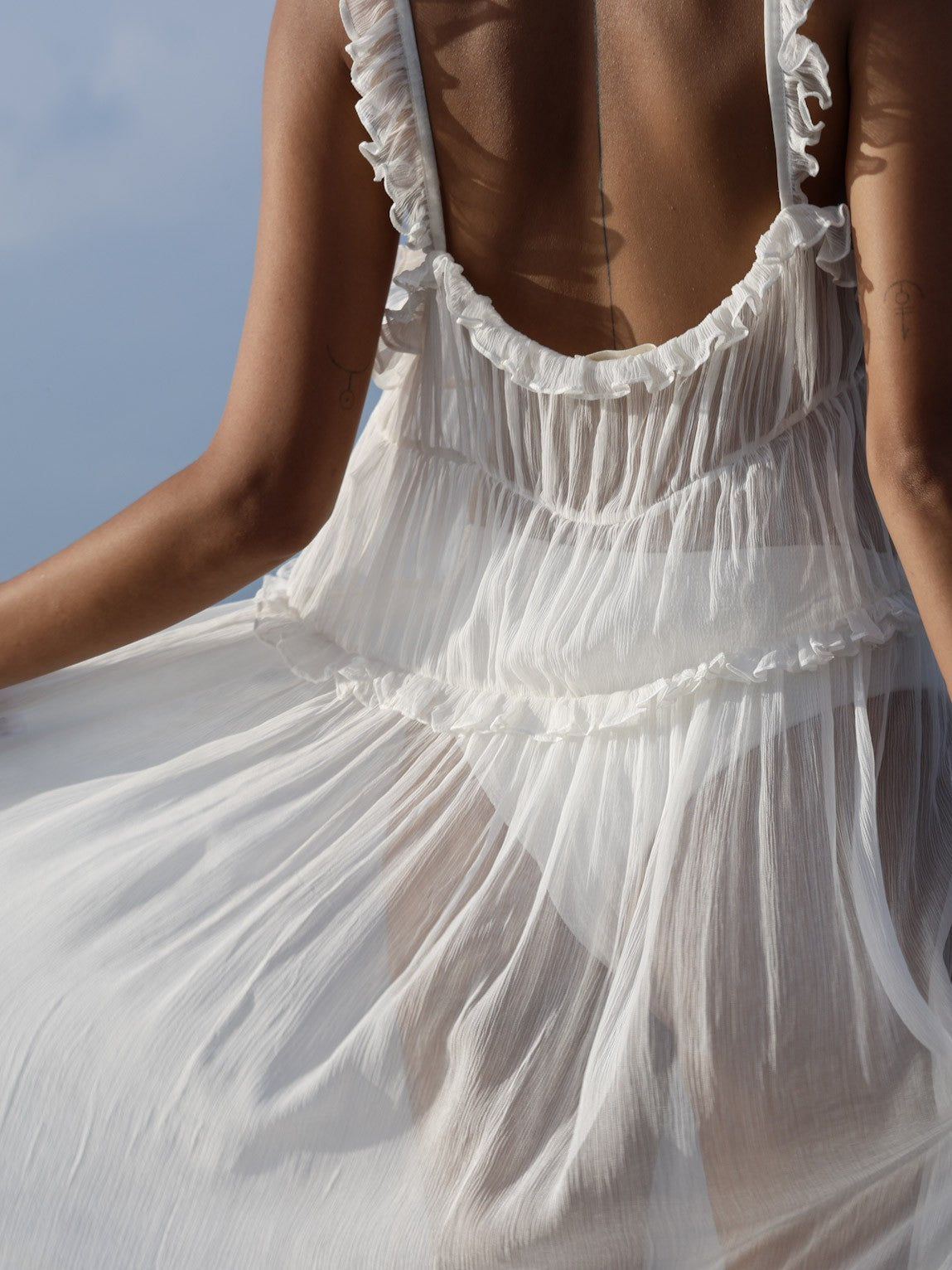 Linen Crinkle Maxi Dress Unlined - l u • c i e e