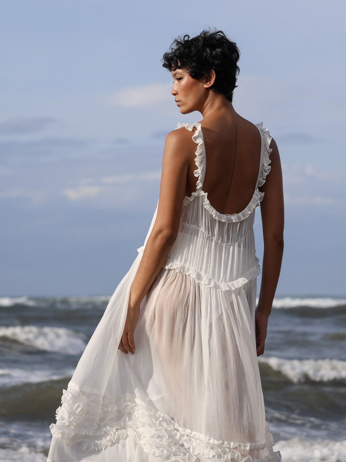 Linen Crinkle Maxi Dress Unlined - l u • c i e e