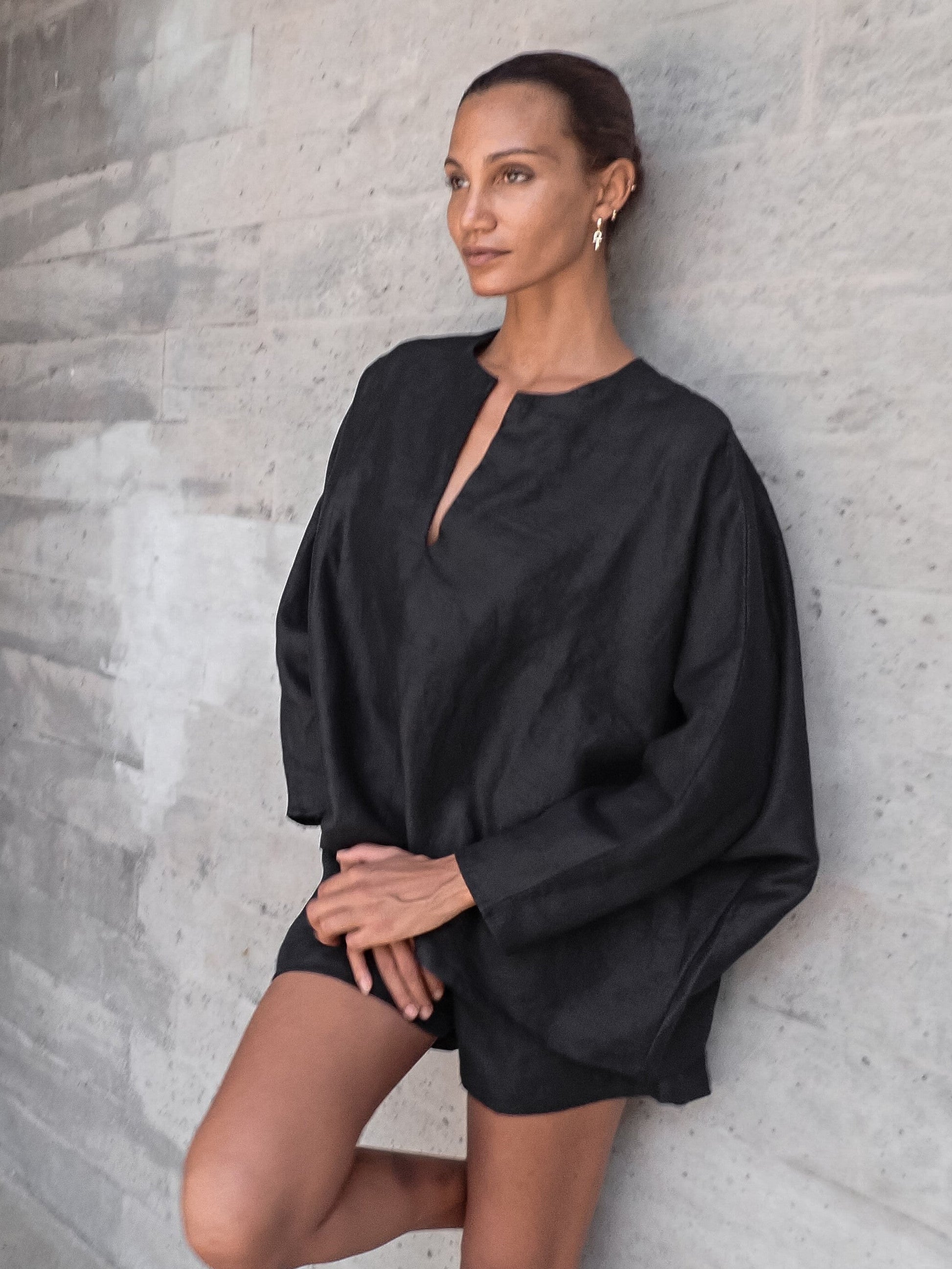 Noir Linen Blouse - l u • c i e e