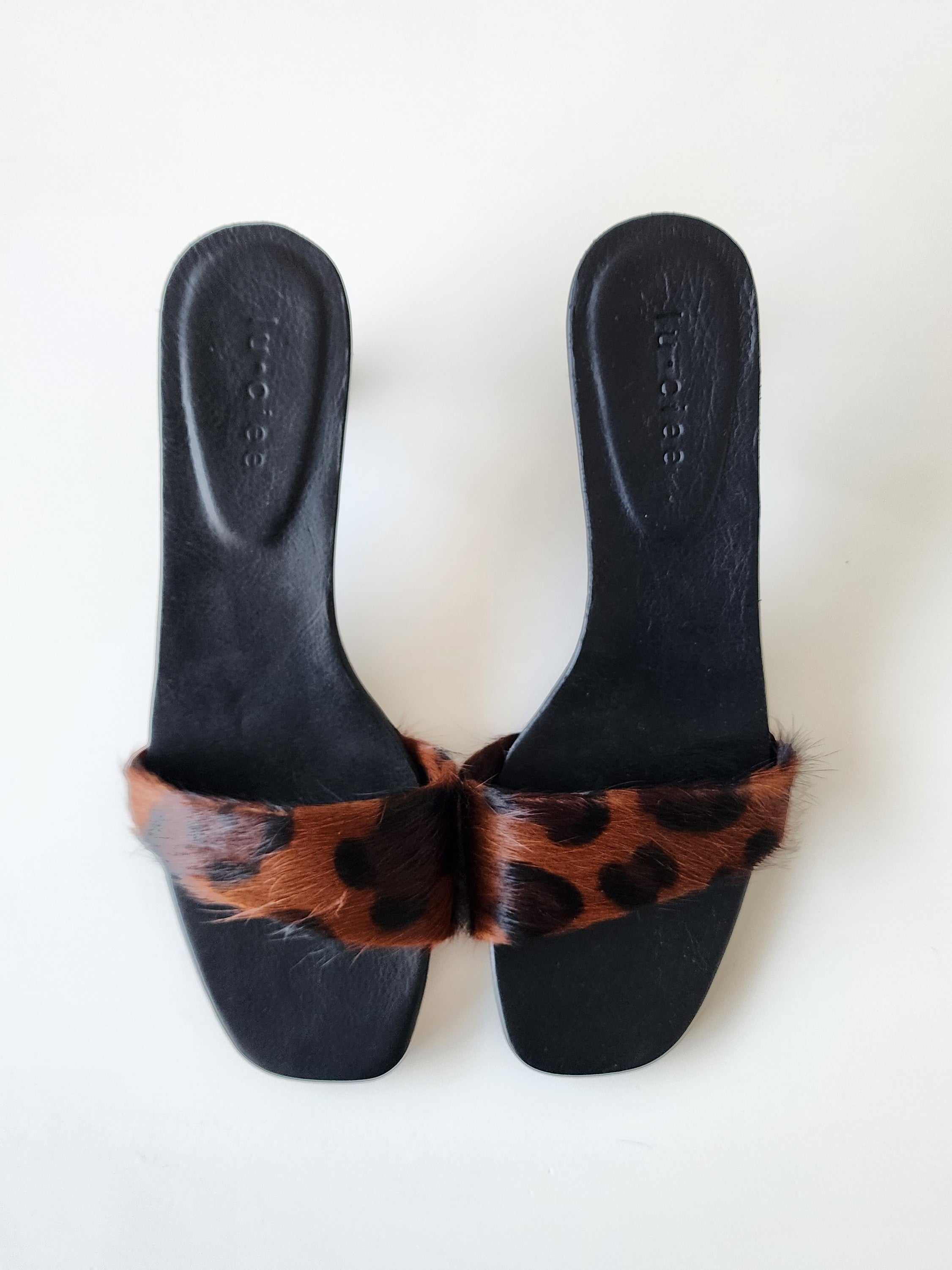 Leopard Leather Asymmetric Heel