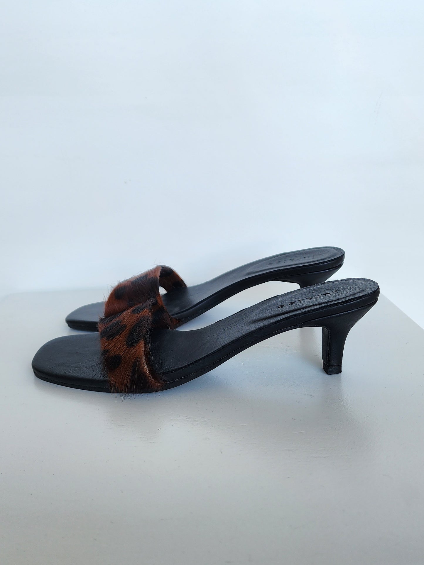 Leopard Leather Asymmetric Heel