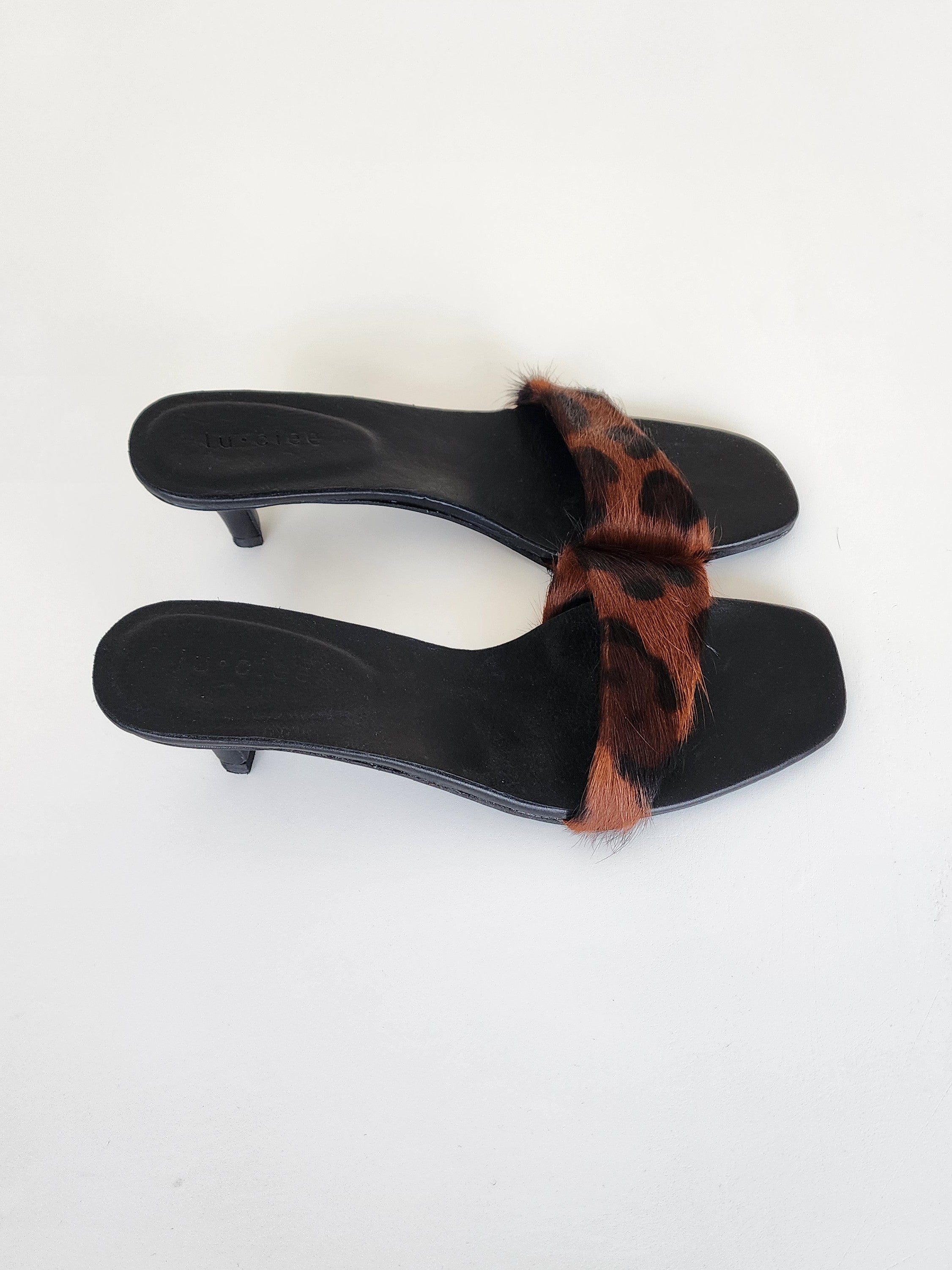 Leopard Leather Asymmetric Heel