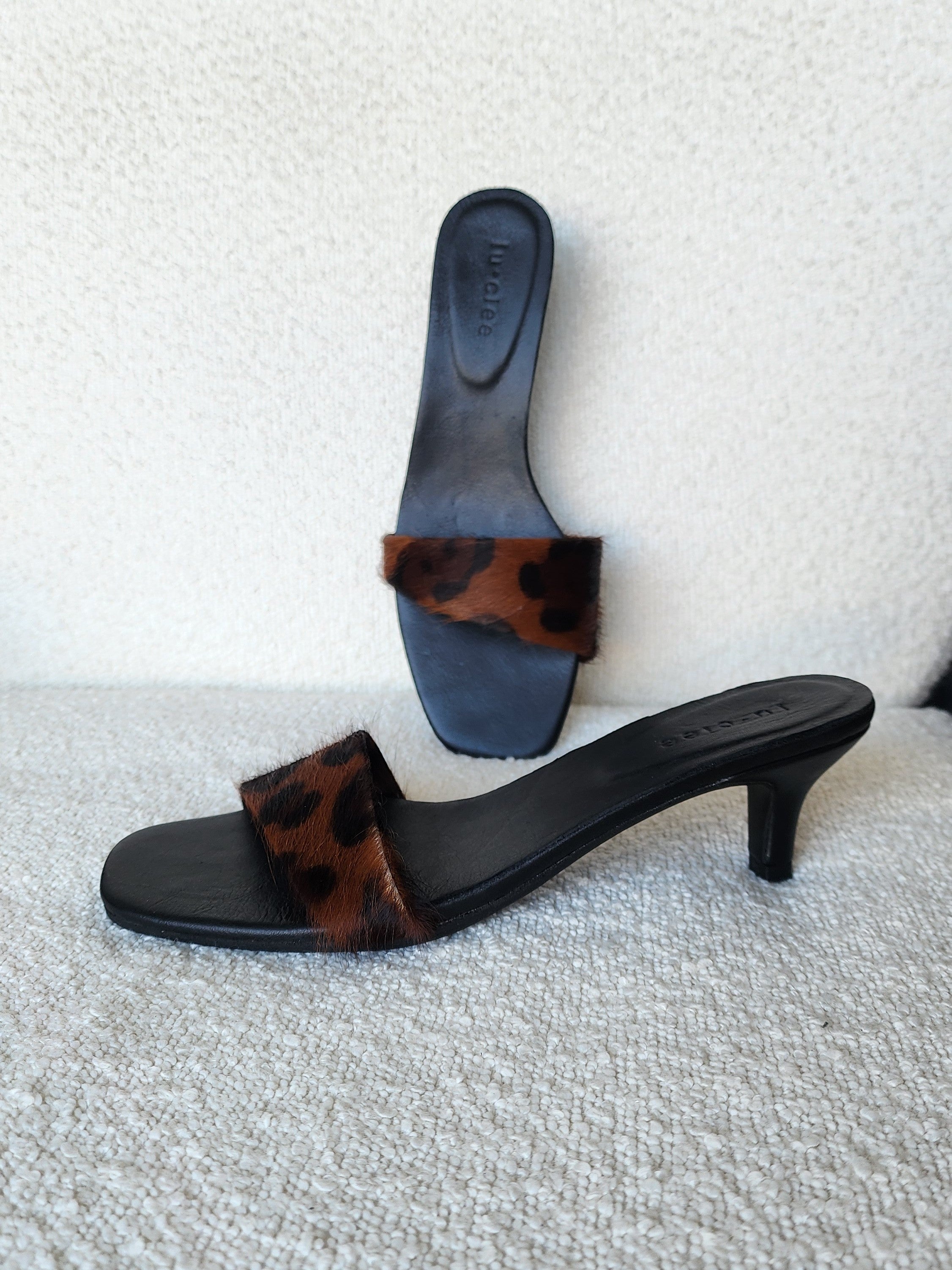 Leopard Leather Asymmetric Heel