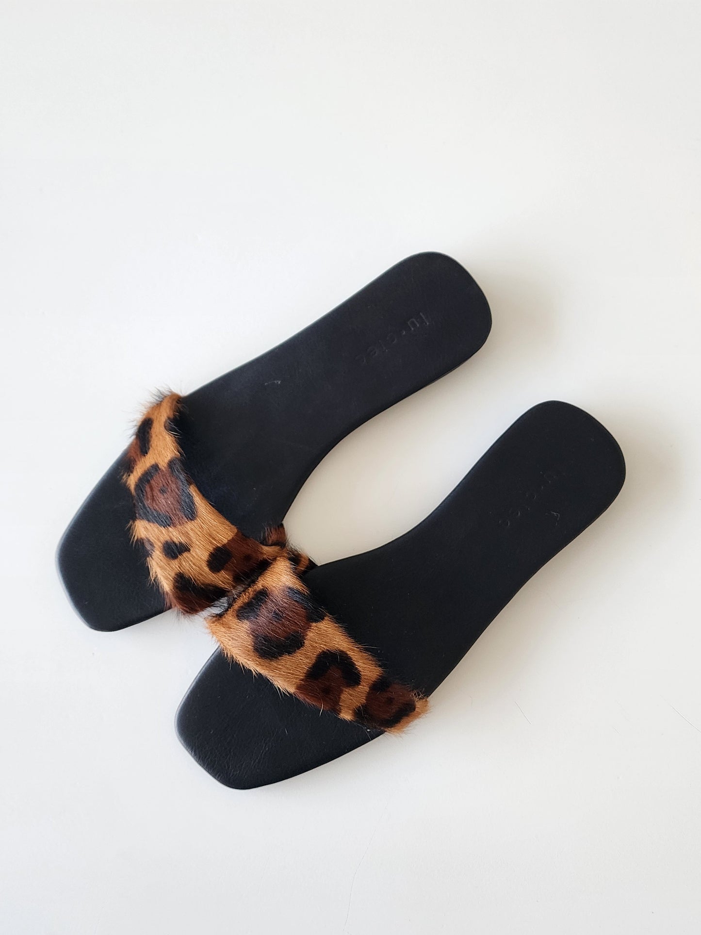 Leopard Leather Asymmetric Slide