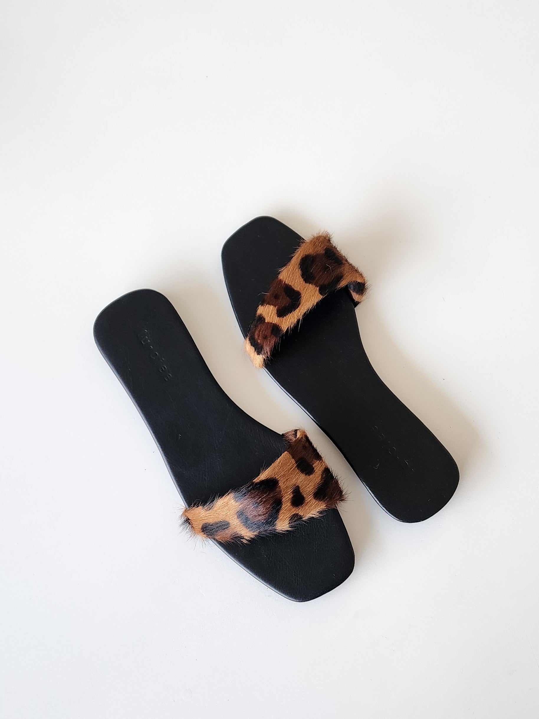 Leopard Leather Asymmetric Slide