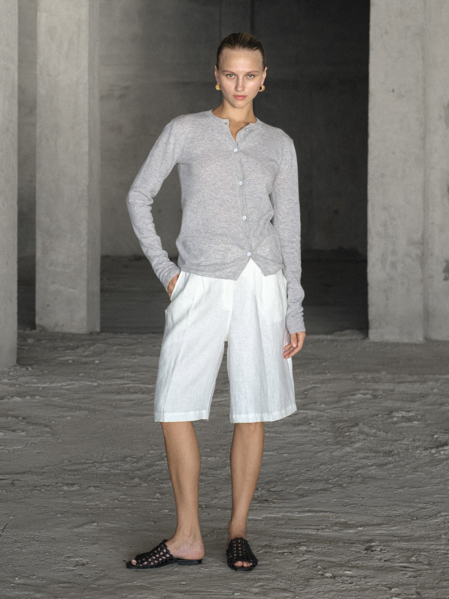 Cashmere Asymmetric Cardigan - l u • c i e e