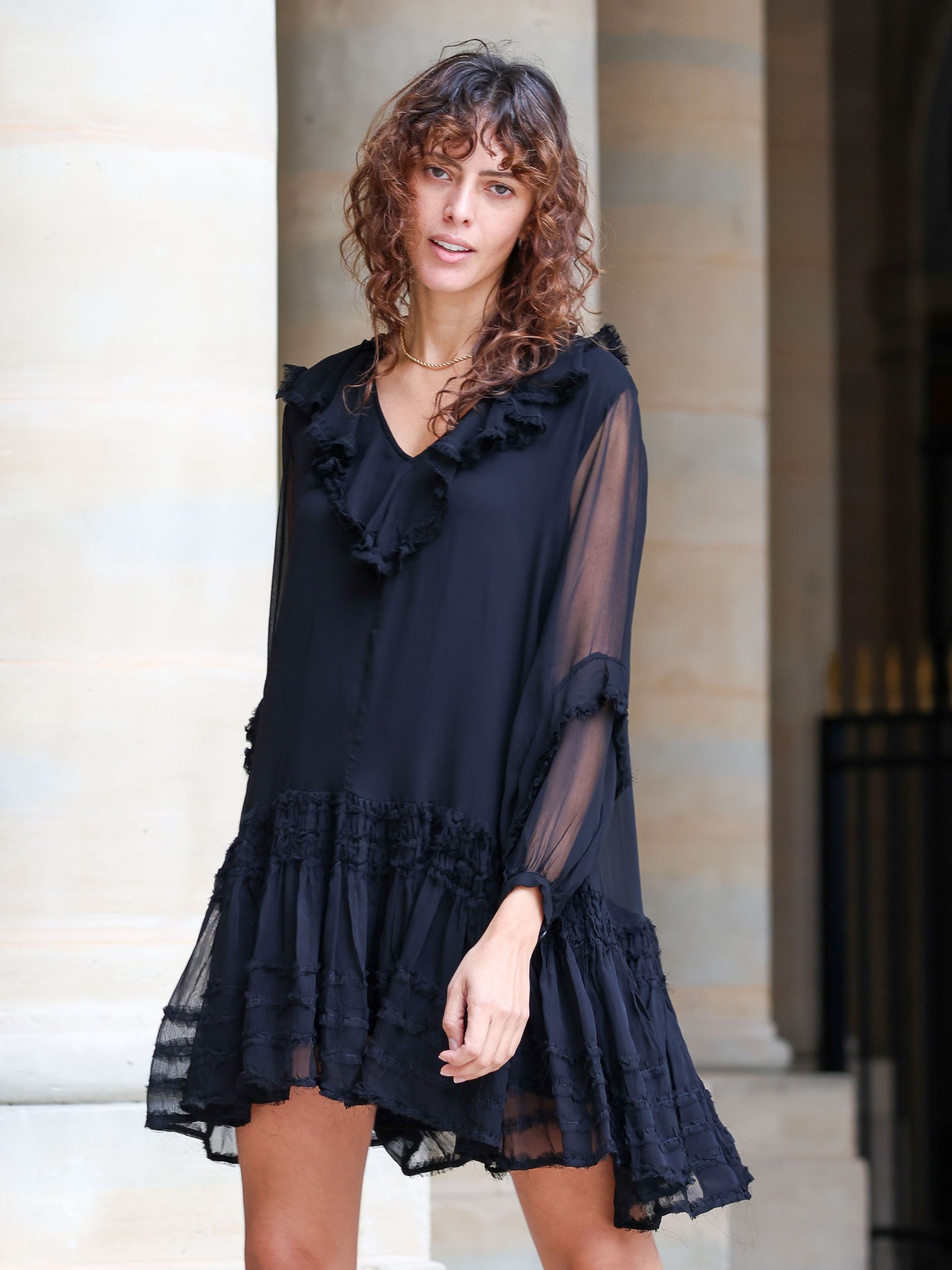 Aurora Ruffle Mini Dress - l u • c i e e